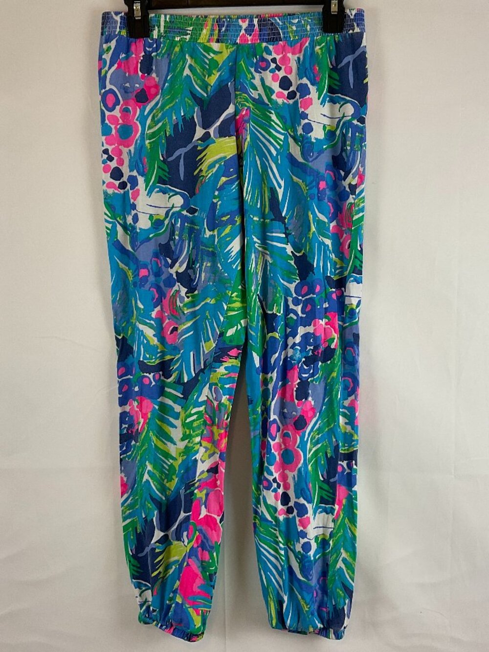 Lilly Pulitzer Reese Pants Girls' XL 12/14 Blue Pink Green White Elastic Ankle